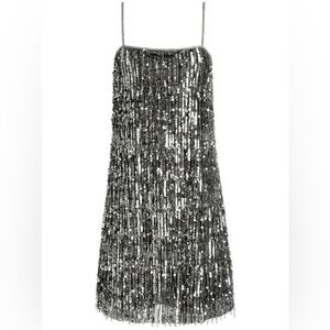 ALICE + OLIVIA CHICAGO SEQUIN FRINGE MINI DRESS